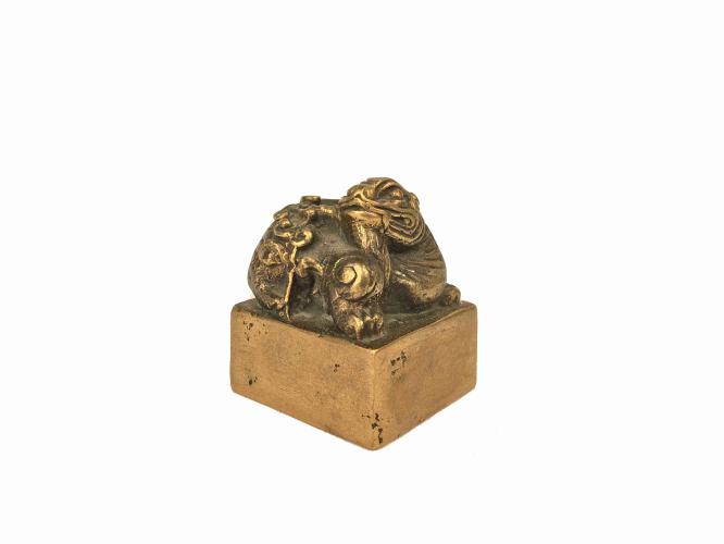 CHINESE BRONZE SEAL LION by 
