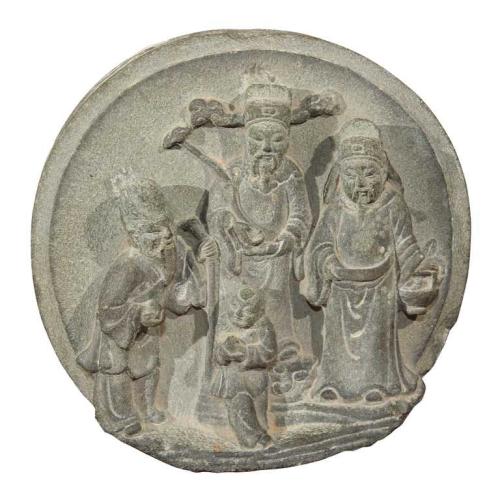 CHINESE CARVED STONE MEDALLION by 