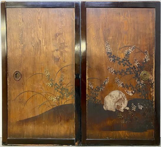 JAPANESE PAINTED DOORS W/RABBIT by 