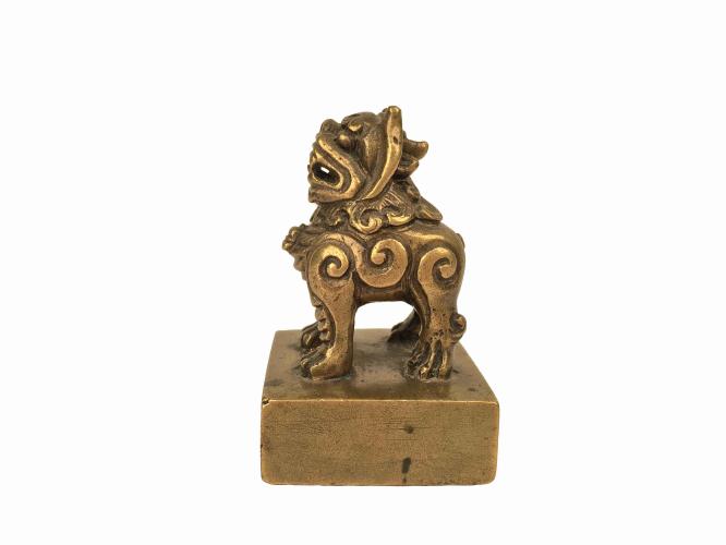 CHINESE BRONZE LION SEAL by 