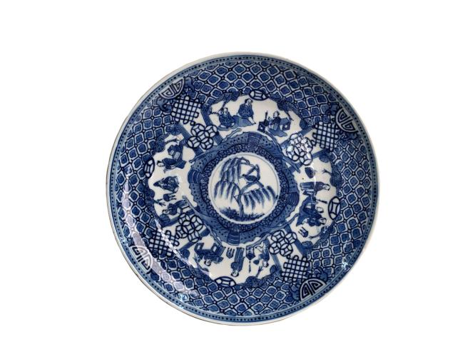CHINESE BLUE AND WHITE PORCELAIN PLATE by 