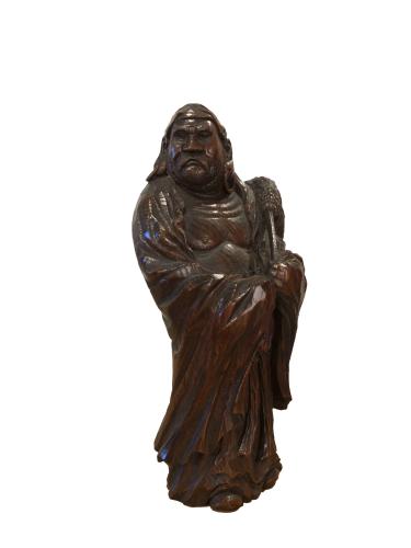JAPANESE WOOD CARVING OF BODHIDHARMA by 