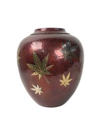 JAPANESE COPPER VASE WITH SILVER INLAY by 