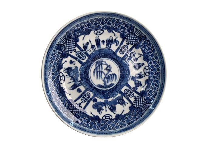 CHINESE BLUE AND WHITE PORCELAIN PLATE by 