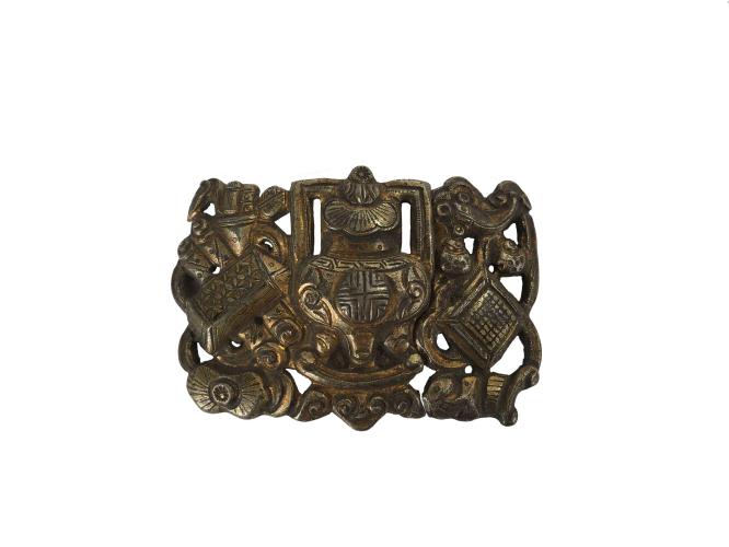 ANTIQUE CHINESE SILVER BELT BUCKLE SYMBOLS by 